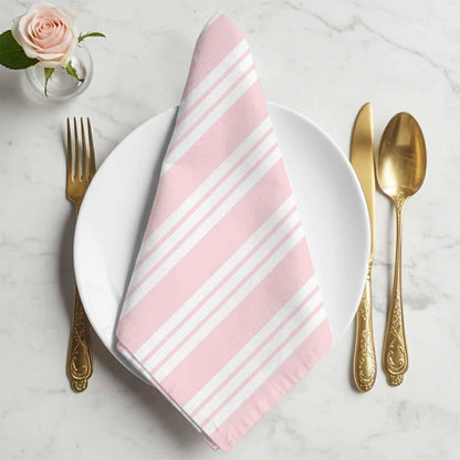 Striped Pink Cloth Napkins Set of 4, Holiday Napkins for Baby Shower, Farmhouse Line Stripes Classic Washable Reusable Dinner Napkin for Cocktail Wedding Party, 20 x 20 Inch