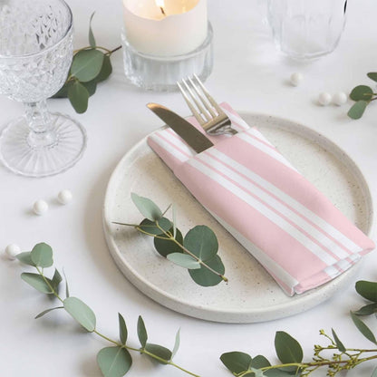 Striped Pink Cloth Napkins Set of 4, Holiday Napkins for Baby Shower, Farmhouse Line Stripes Classic Washable Reusable Dinner Napkin for Cocktail Wedding Party, 20 x 20 Inch