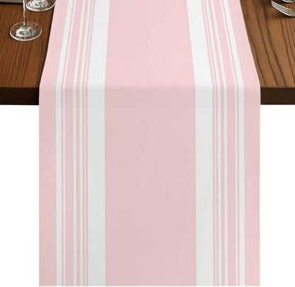 Farmhouse Pink Table Runners 90 Inches Long, Cotton Linen Fabric Table Runner Dresser Scarf, Aesthetic Modern Line Striped Tablerunner for Party/Kitchen/Dinner/Wedding Decor 13"x90"