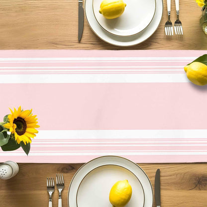 Farmhouse Pink Table Runners 90 Inches Long, Cotton Linen Fabric Table Runner Dresser Scarf, Aesthetic Modern Line Striped Tablerunner for Party/Kitchen/Dinner/Wedding Decor 13"x90"
