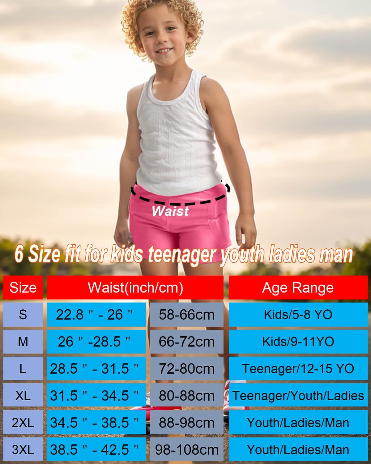Reomoto Kids Hip Protection Pads Shorts Skiing Skating Snowboard Hip Protection Pads for Teenagers