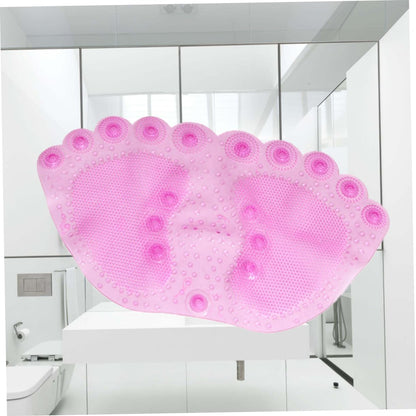 Non-Slip PVC Bathroom Mat in Pink Suction Cup Shower Pad Water-Resistant Bath Rug for Bathtub and Floor for Home and Travel