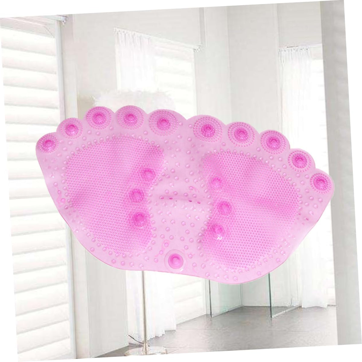 Non-Slip PVC Bathroom Mat in Pink Suction Cup Shower Pad Water-Resistant Bath Rug for Bathtub and Floor for Home and Travel