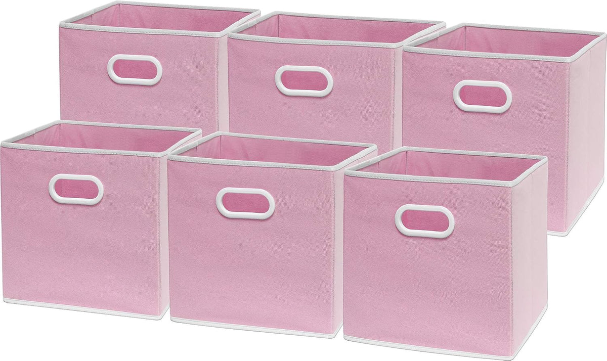 11-Inch Foldable Cube Storage Bins with Handles, Pink