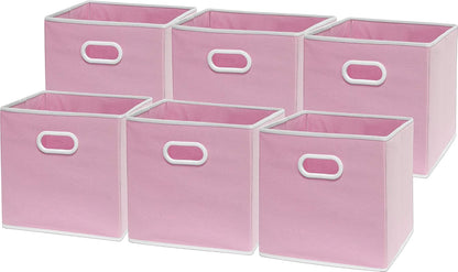 11-Inch Foldable Cube Storage Bins with Handles, Pink