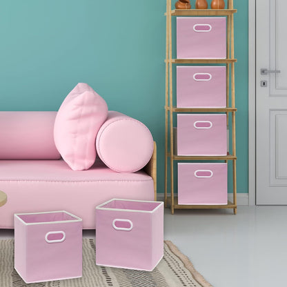 11-Inch Foldable Cube Storage Bins with Handles, Pink