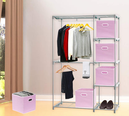 11-Inch Foldable Cube Storage Bins with Handles, Pink