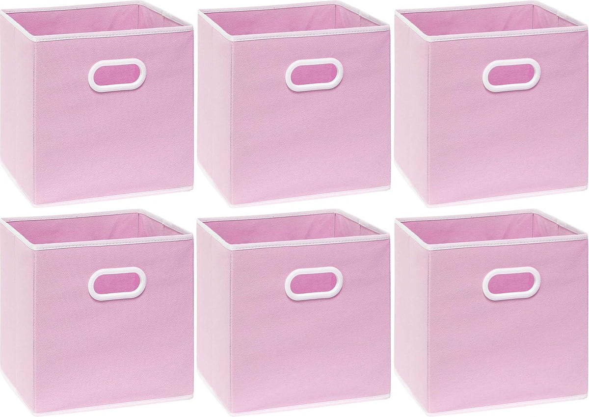 11-Inch Foldable Cube Storage Bins with Handles, Pink
