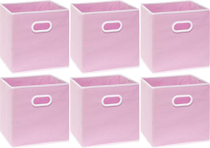 11-Inch Foldable Cube Storage Bins with Handles, Pink