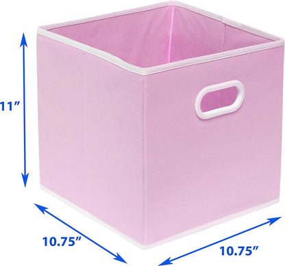 11-Inch Foldable Cube Storage Bins with Handles, Pink