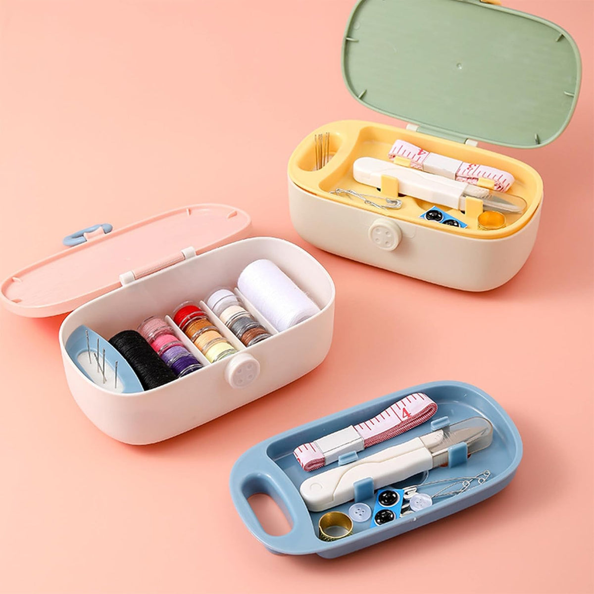 Pink Sewing Kit, 140Pcs Family Travel Sewing Project Kit Portable Small Traveler Sewing Supplies Repair Kit Thread Accessories DIY Sewing Supplies Organizer Box (Pink Sewing Kit)