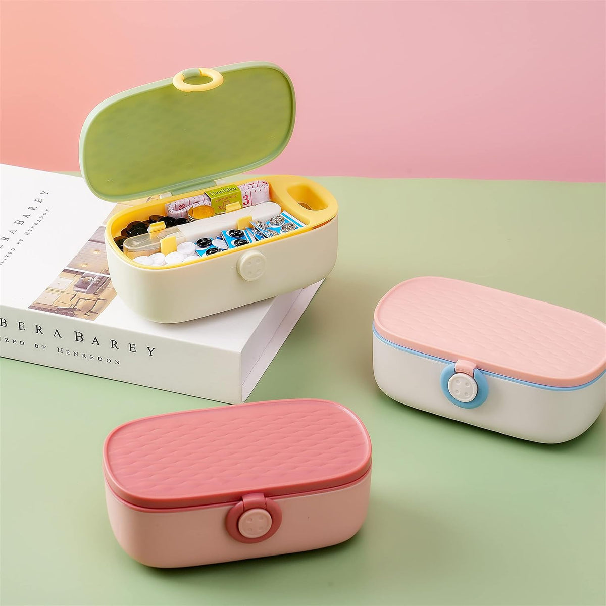 Pink Sewing Kit, 140Pcs Family Travel Sewing Project Kit Portable Small Traveler Sewing Supplies Repair Kit Thread Accessories DIY Sewing Supplies Organizer Box (Pink Sewing Kit)