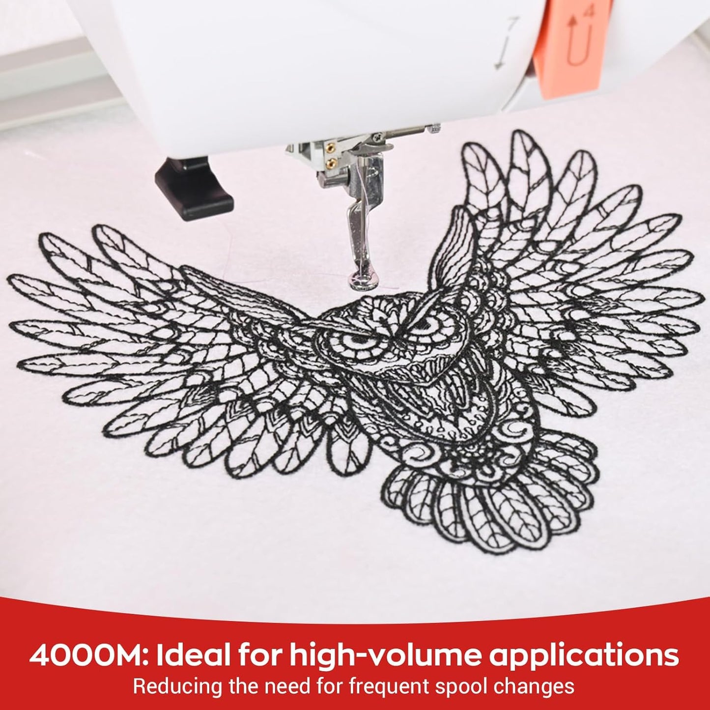 Polyester Embroidery Thread 4000M(4374Y) 40WT Thread for Commercial Multi Needles and Single Needle Embroidery Machine Pink 0014