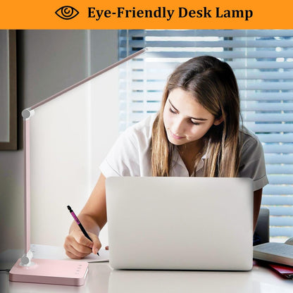 LED Desk Lamp with USB Ports,Touch Desk Lamps for Home Office with 5 Modes