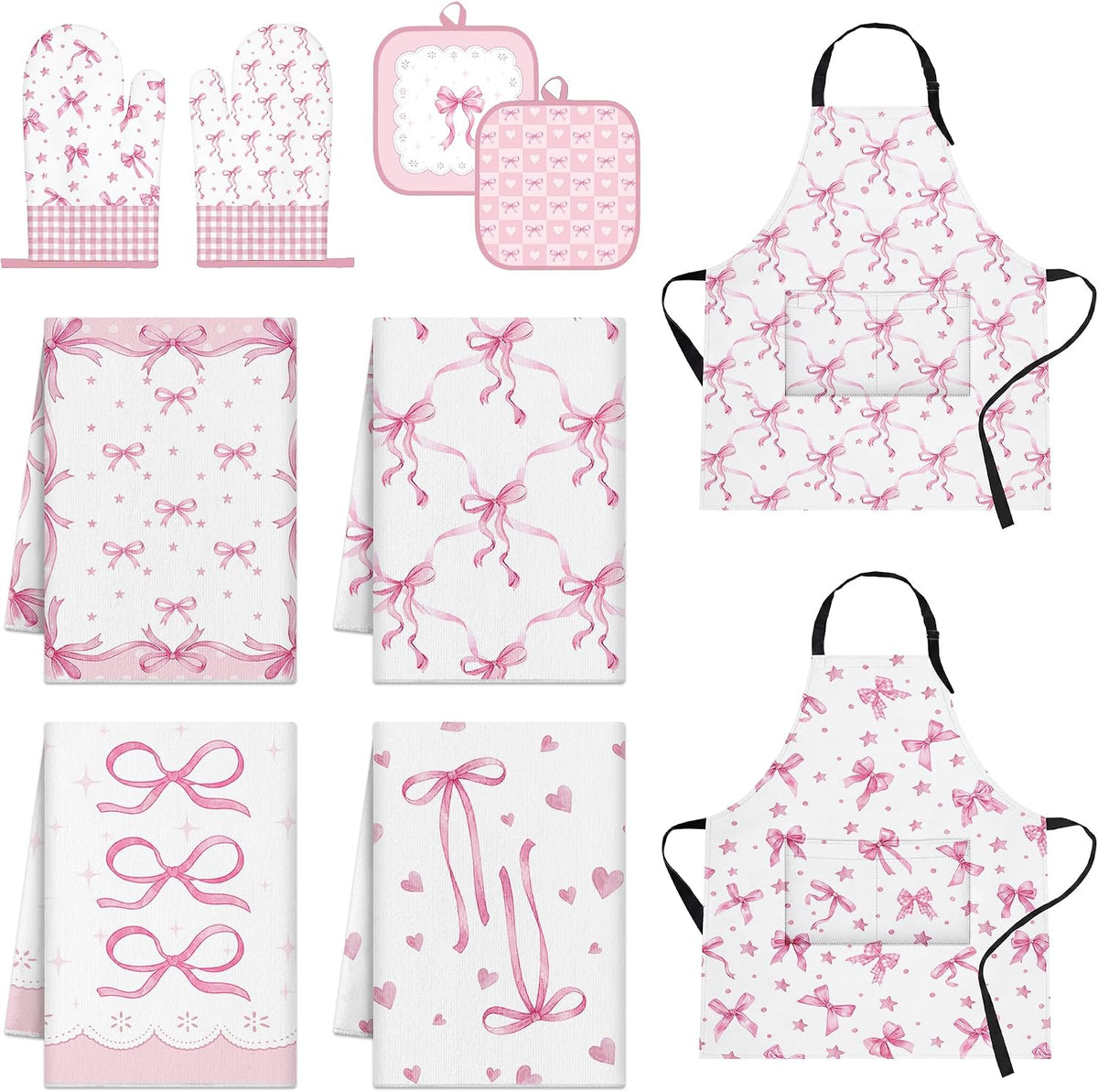 Sanwarm Kitchen Set of 10, for Cooking Coquette Bow