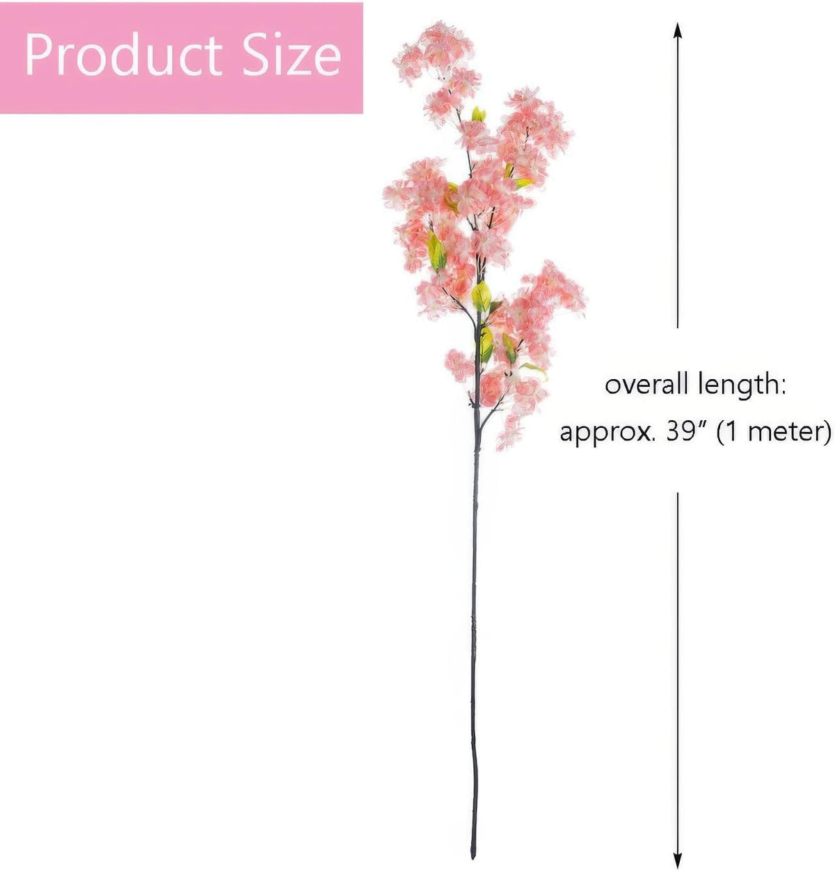 Artificial Cherry Blossom Stems, 39 Inch Pink Silk Flowers, Tall Branches for Home Wedding Centerpiece Decoration, 4 Pcs