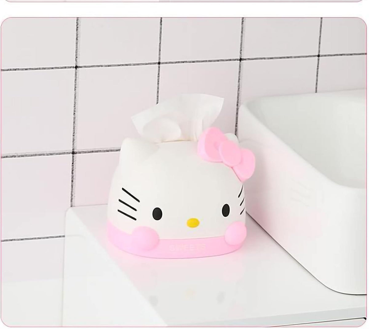 Kawaii Pink Kitty Tissue Box for Living Room Bedroom Bathroom car Office,Tissue Dispenser Box,Room Table Desk Decor Accessories…