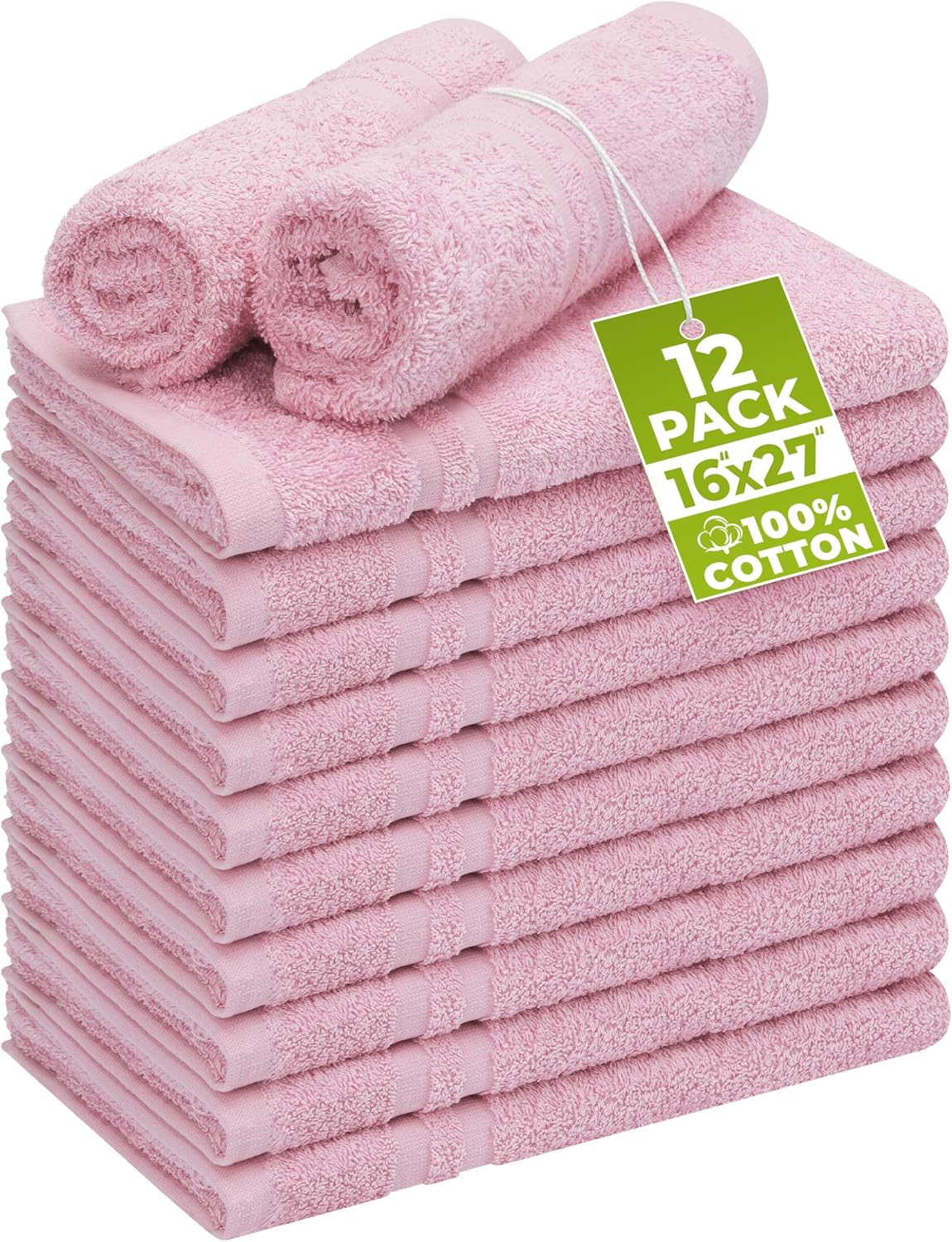 Bleach Proof Salon Towels, Pack of 12, 16x27 in, Pink