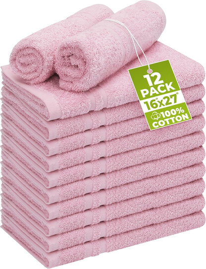 Bleach Proof Salon Towels, Pack of 12, 16x27 in, Pink
