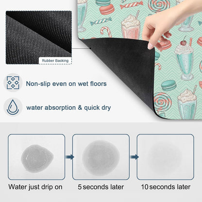Pink Green Dish Drying Mat for Kitchen Counter, Absorbent Quick Dry Coffee Bar Mat Pad Thin Diatomaceous Sink Mats, Modern Art Bow Knot Non Slip Dish Drainer Mats 16''x18''