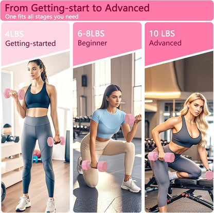 Adjustable Dumbbell Set of 2 Total 20 Lbs 4-in-1 Each 4lb 6lb 8lb 10lb 1s-Adjust Dual-Stable Free Weights for Women Men Home Gym Outdoor Workouts