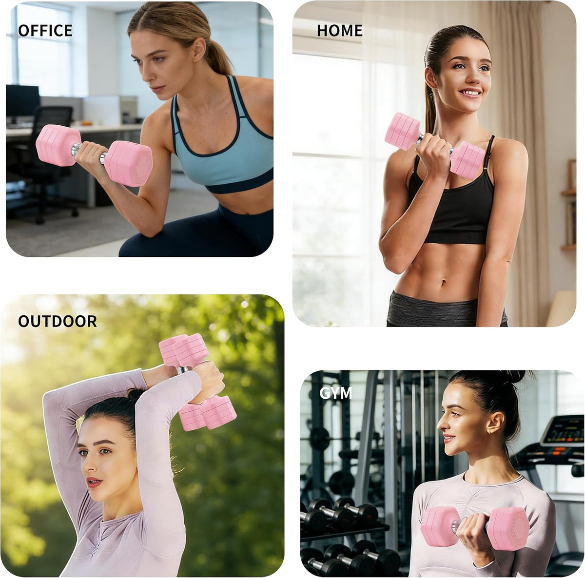 Adjustable Dumbbell Set of 2 Total 20 Lbs 4-in-1 Each 4lb 6lb 8lb 10lb 1s-Adjust Dual-Stable Free Weights for Women Men Home Gym Outdoor Workouts