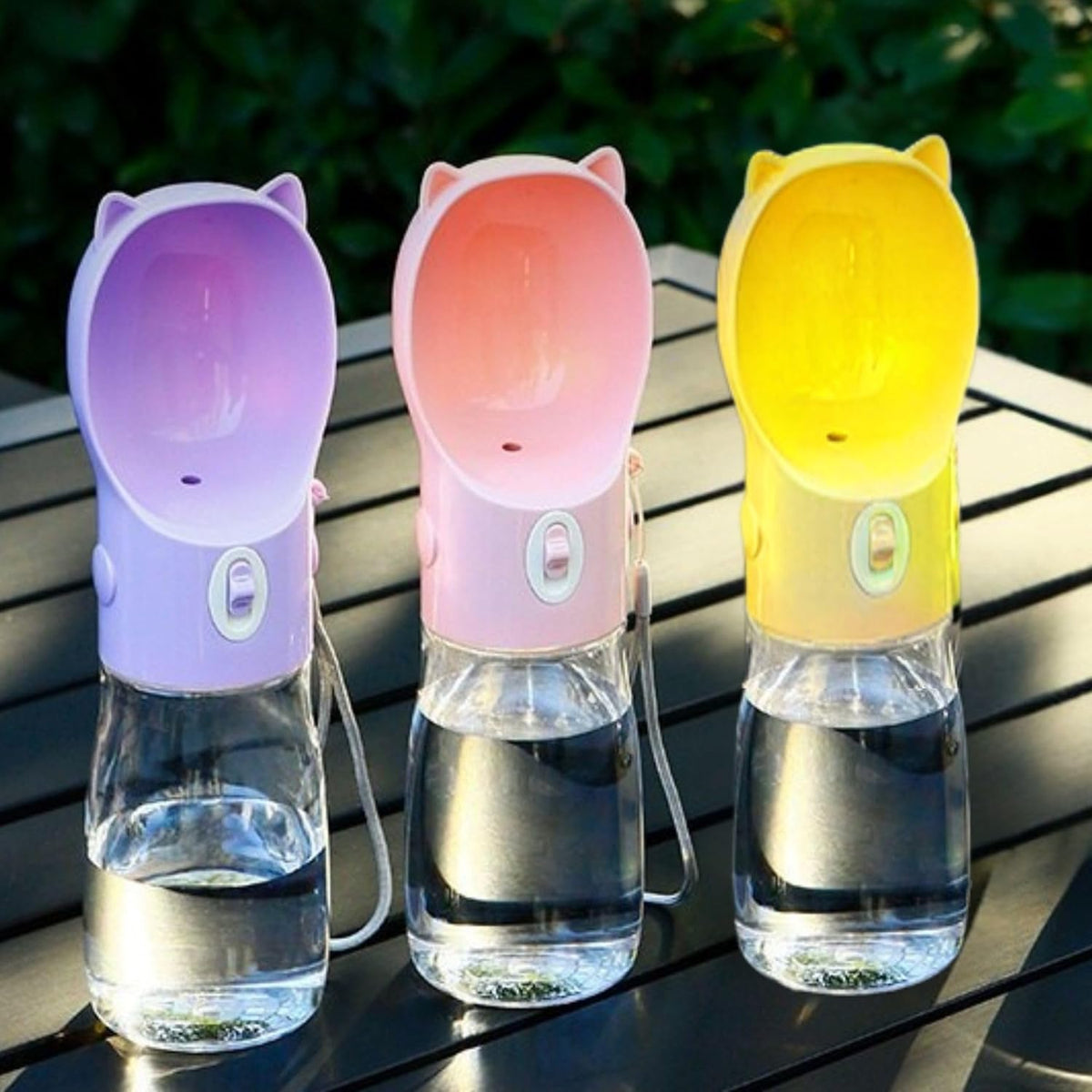 Dog Water Bottle Dispenser 380ml – Leak-Proof Lock, One-Hand Operation | Portable Pet Travel Water Bottle with Built-in Bowl | Pink- Don't Forget to Claim Your
