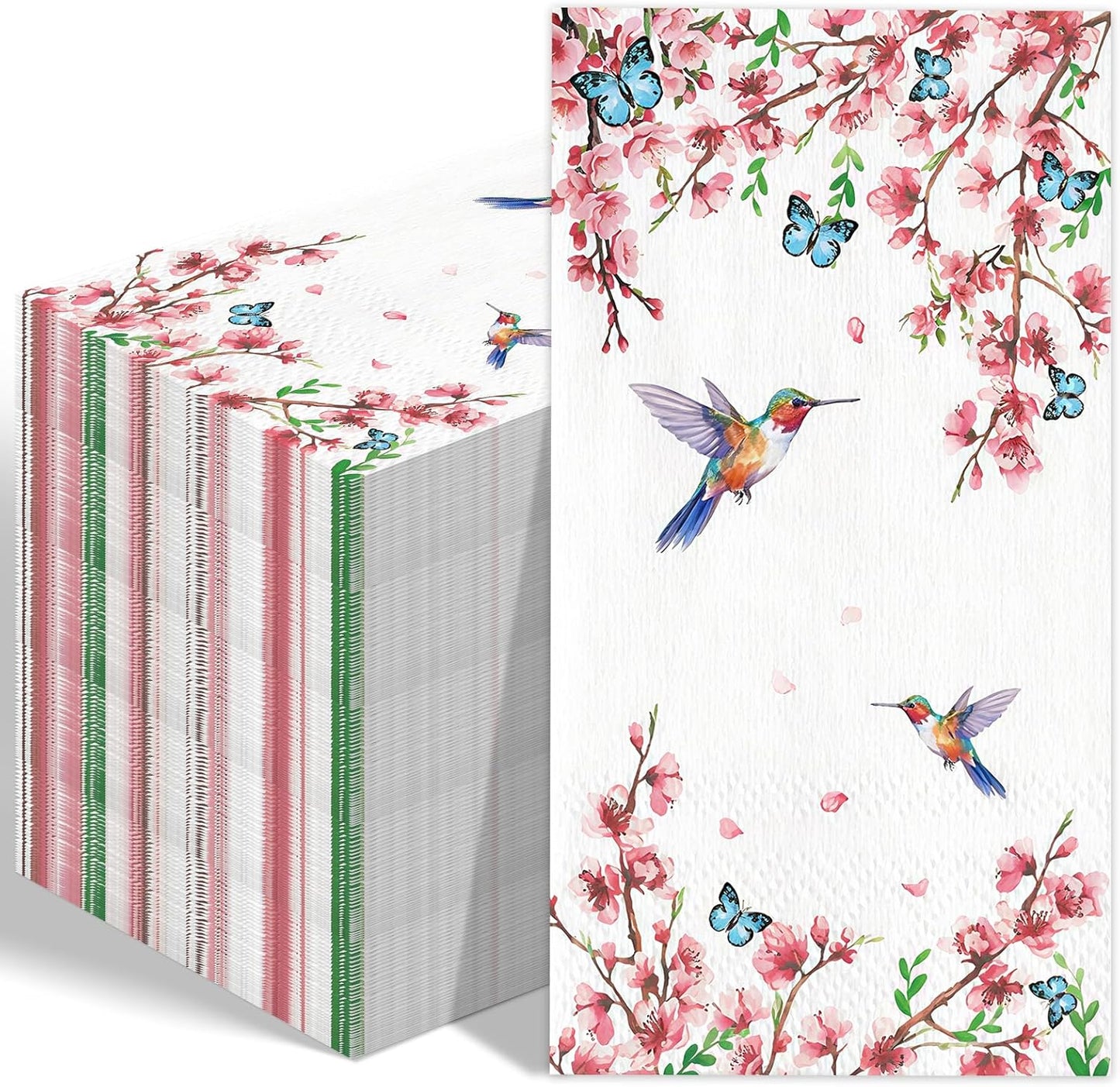50 Count Disposable Bathroom Hand Towels, Paper Guest Towels for Bathroom, Butterfly Flower Bird Napkin, Disposable Guest Napkins for Birthday and Holiday Party Supplies
