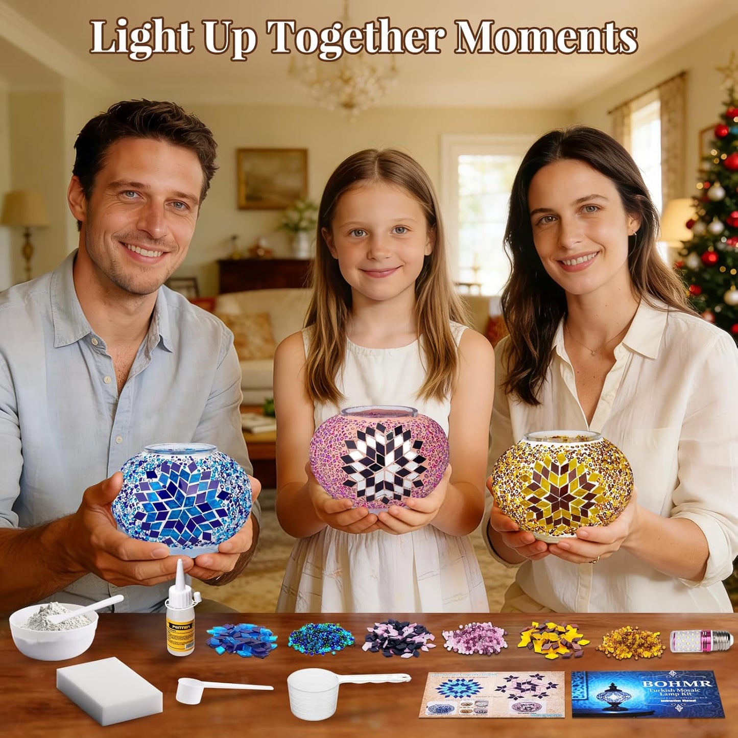 DIY Turkish Mosaic Lamp Kit for Adults,Swan-Neck Stained Glass Lamp Making Kit- Easy,Fun,No Experience Needed, Mosaic Art & Craft Project Kits for Adults & Teens,Make Your Own Table Lamp,Pink