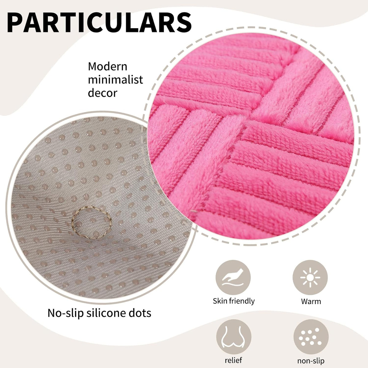 Office Stacking Chair Cushion with Ties, Corduroy High Density Foam Non-Slip Kitchen Seat Cushion, Square 17" x 17" Indoor Dining Chair Pads, Pink, 1 PCS