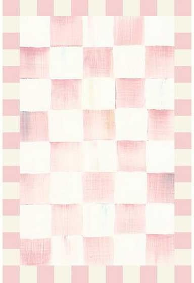 Washable Rug, 24x36, Pink-and-White Rosy Checkered