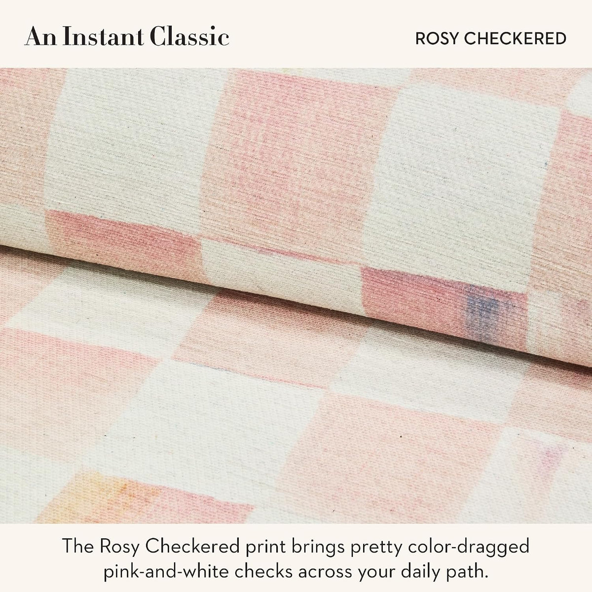 Washable Rug, 24x36, Pink-and-White Rosy Checkered