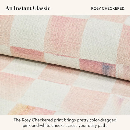 Washable Rug, 24x36, Pink-and-White Rosy Checkered