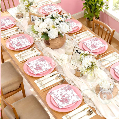 200 Pack Pink Floral Cocktail Napkins Disposable Wedding Paper Napkin Decorative Pink & White Hydrangea Flower Guest Hand Towel Dinner Napkin for Baby Shower Birthday Party Supplies