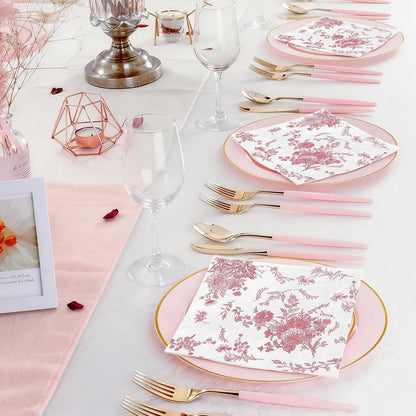 200 Pack Pink Floral Cocktail Napkins Disposable Wedding Paper Napkin Decorative Pink & White Hydrangea Flower Guest Hand Towel Dinner Napkin for Baby Shower Birthday Party Supplies