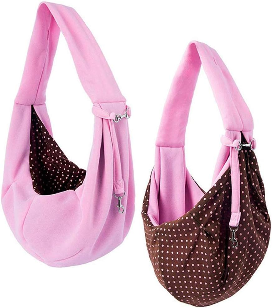 Pet Sling Carrier Bag Travel Tote for Cats Dogs, Up to 16 lbs (Pink)