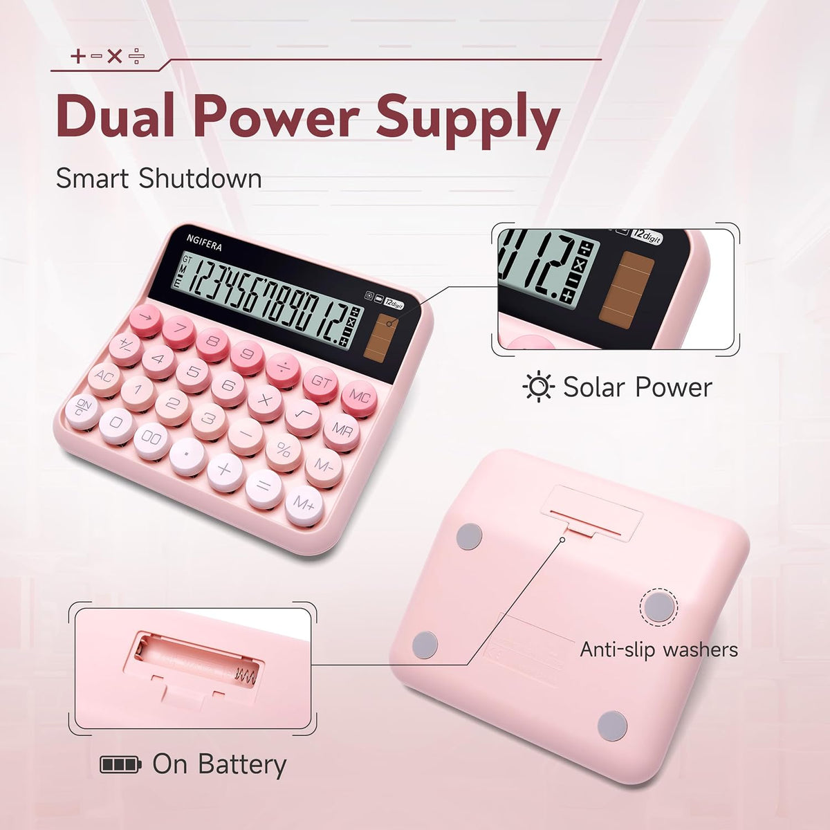 Desktop Calculator, 12 Digit HD Display with% Key