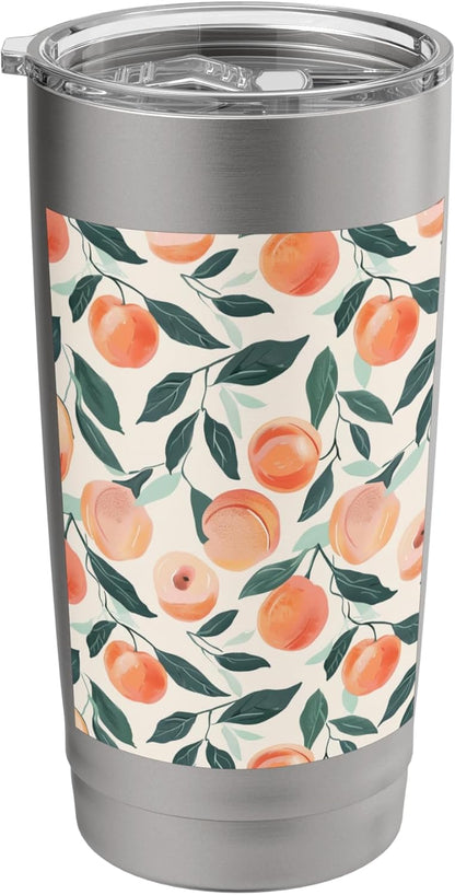 Peach Pattern Art Vintage Fruit Stainless Steel Insulated Tumbler