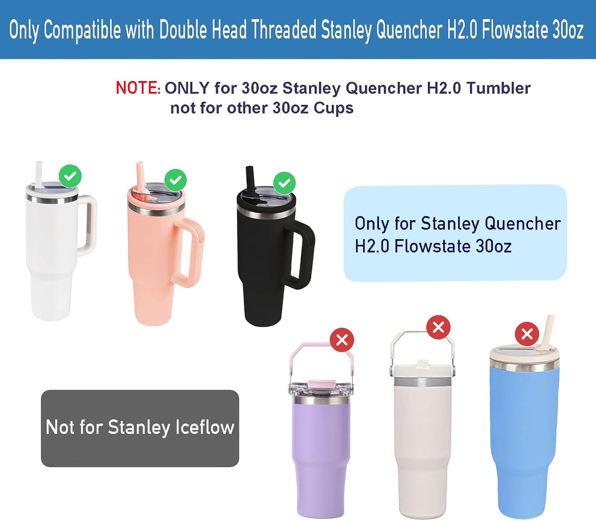 2 Pack 30 oz Tumbler Flip Straw Lid Replacement Compatible for Stanley Quencher, Leak Proof Lid Replacement for 30 OZ Stanley H2.0 FlowState Tumbler,Spill Proof Splash Reusable (Peach)