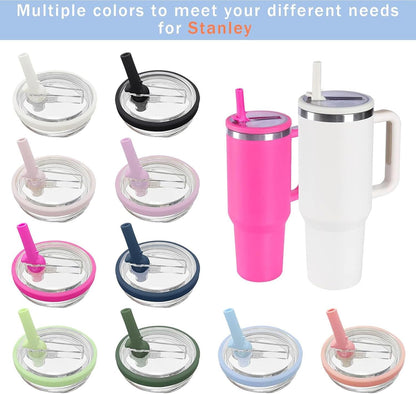 2 Pack 30 oz Tumbler Flip Straw Lid Replacement Compatible for Stanley Quencher, Leak Proof Lid Replacement for 30 OZ Stanley H2.0 FlowState Tumbler,Spill Proof Splash Reusable (Peach)