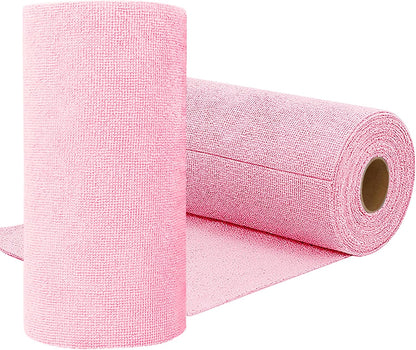 Microfiber Cleaning Cloth Roll,75 Pack Reusable Tear Away Microfiber Towels,Ultra Absorbent Dish Rags for Car,Home,Garage or Shop (Pink)