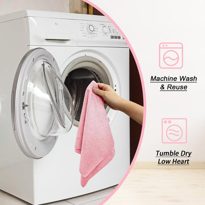 Microfiber Cleaning Cloth Roll,75 Pack Reusable Tear Away Microfiber Towels,Ultra Absorbent Dish Rags for Car,Home,Garage or Shop (Pink)