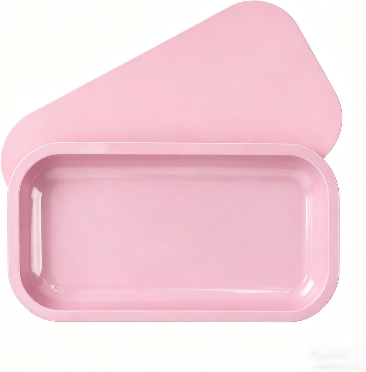 Metal Tray with PVC Soft Magnetic Lid Cover Large Cute Decorative Tray Serving Trays for Home Decor, Coffee Table, Tea, Snacks, Gifts - 11" x 7" (Pink)