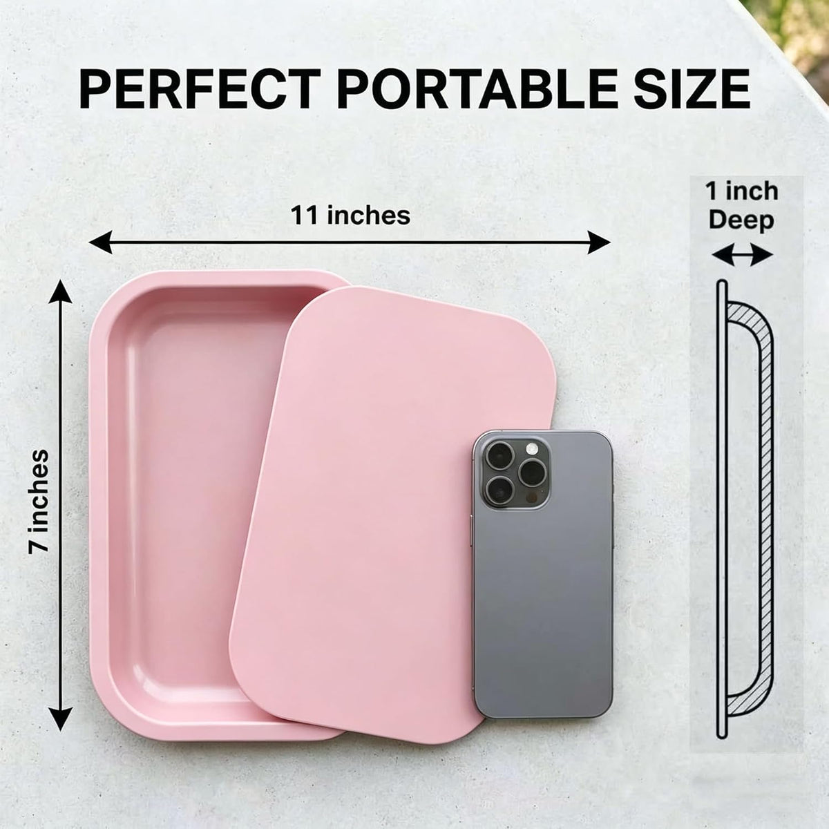 Metal Tray with PVC Soft Magnetic Lid Cover Large Cute Decorative Tray Serving Trays for Home Decor, Coffee Table, Tea, Snacks, Gifts - 11" x 7" (Pink)