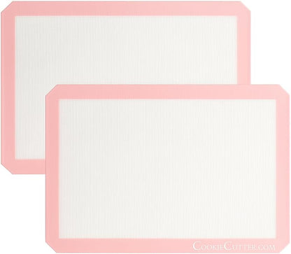 16.5"x11.5" Pink Silicone Baking Mat - Reusable Nonstick Baking Sheet - Sandy Pink (2 Pack)