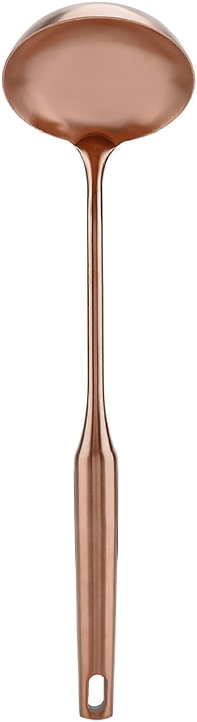 Ladle and Metal Spatula, Soup Spoon and Wok Spatula For Cooking/Serving (soup ladle-Rose Gold)