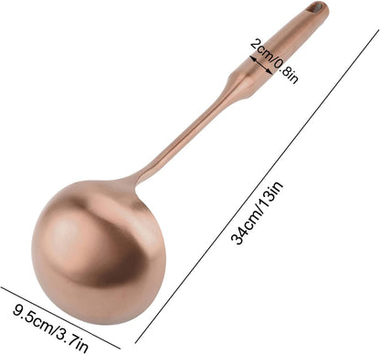 Ladle and Metal Spatula, Soup Spoon and Wok Spatula For Cooking/Serving (soup ladle-Rose Gold)