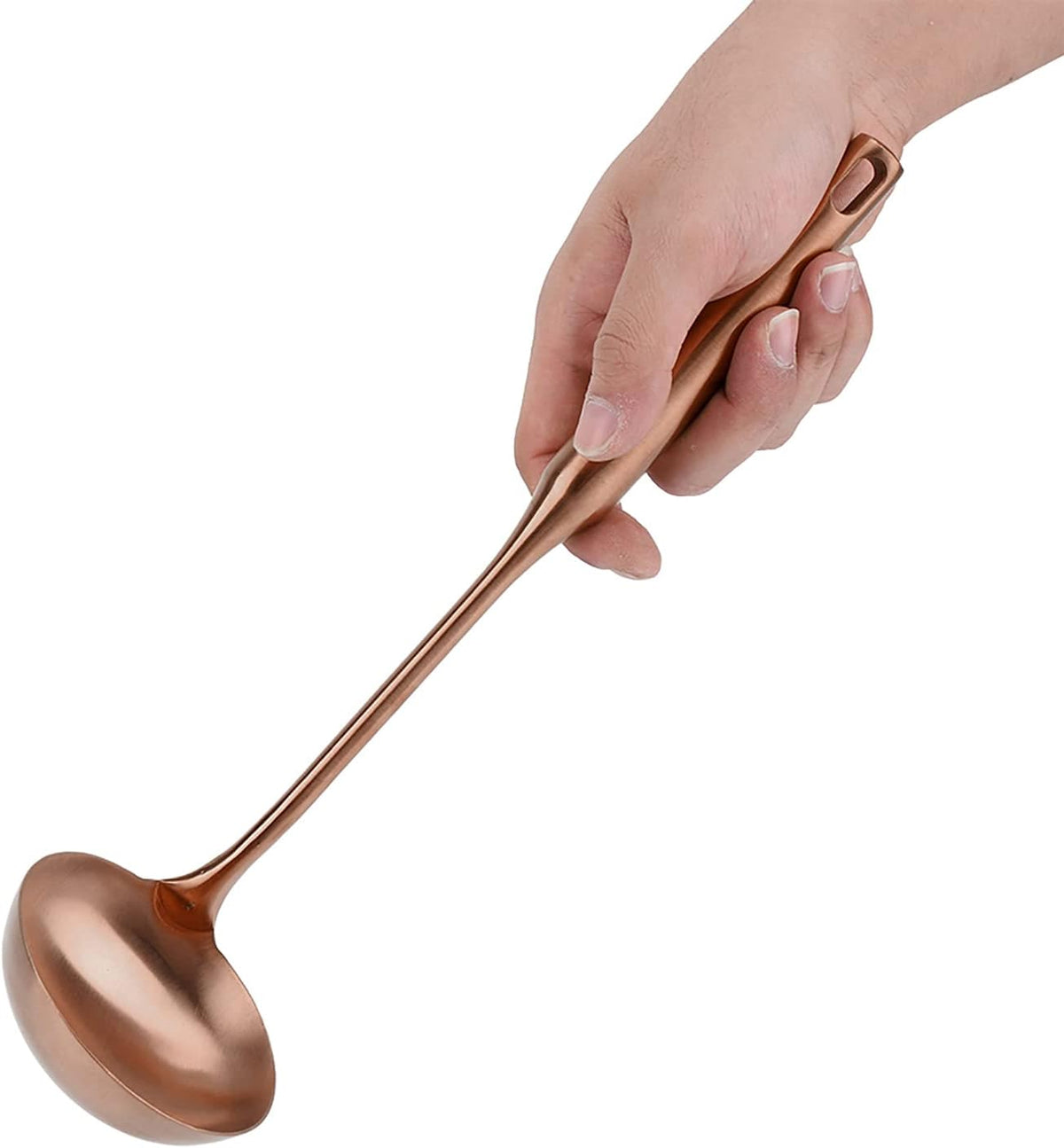Ladle and Metal Spatula, Soup Spoon and Wok Spatula For Cooking/Serving (soup ladle-Rose Gold)