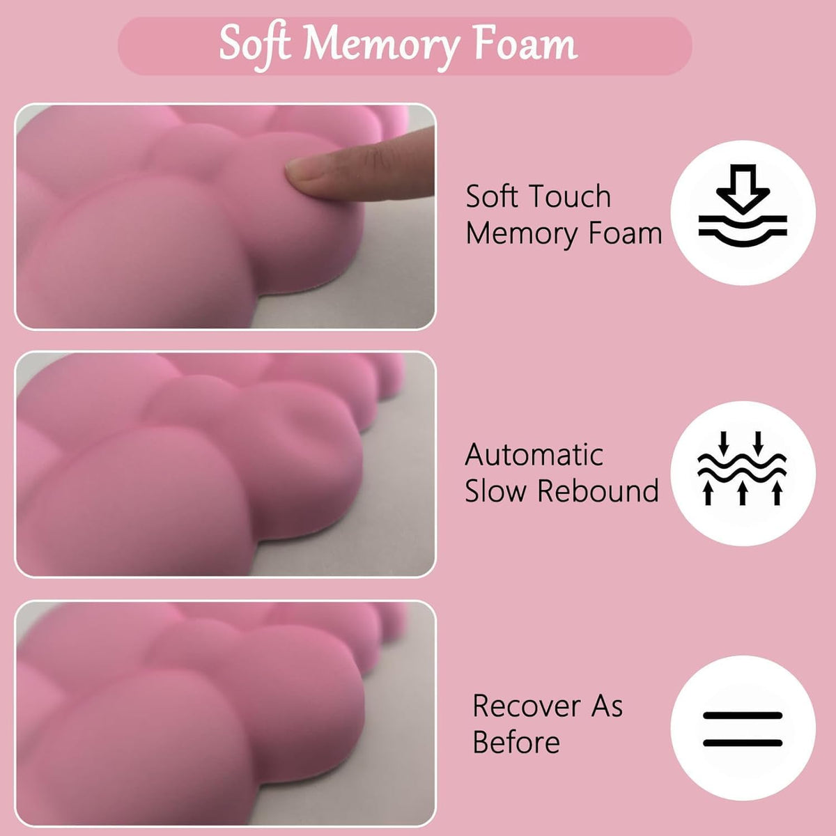 Cloud Mouse Pad Keyboard Wrist Rest for Mouse 4PCS Extended Large Galaxy Space Desk Mat Pad Set Memory Foam Non-Slip Cute Ergonomic Game Mouse Wrist Support for Computer Home Office Pink Starry Sky