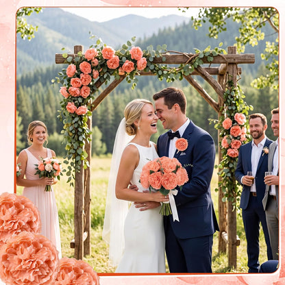 Artificial Peony Rose Flowers Heads 4.7 Inches Silk Fake Peony Head Flowers for Wedding Bridal Bouquet Home Floral DIY Centerpieces Tables Party Decorations(Peach,50 Pcs)